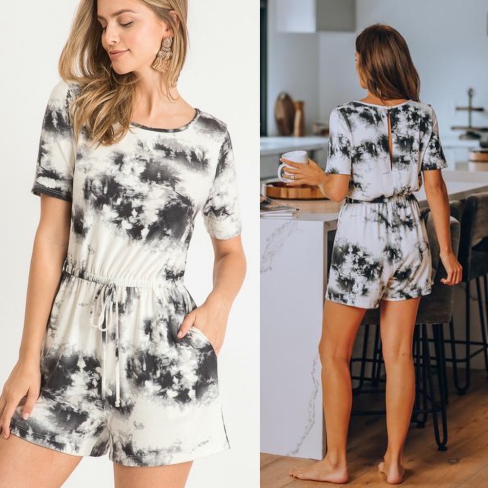 ✨24 HOUR SALE✨ *LAST 1* Breakfast In Bed Tie Dye Romper - Picture 2 of 6